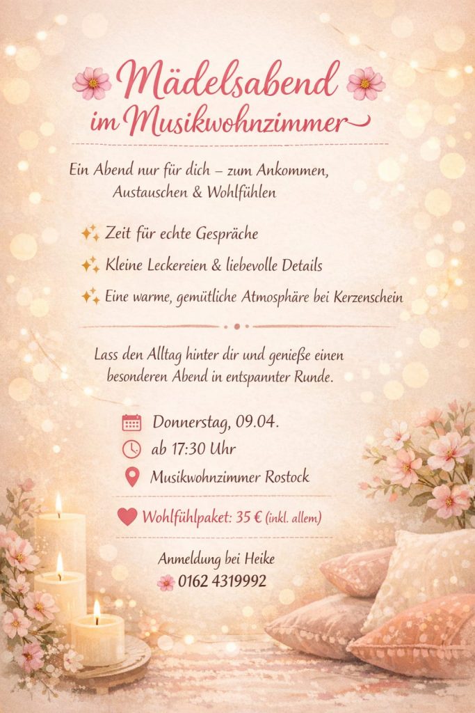 Musikwohnzimmer Rostock Mädelsabend April Poster